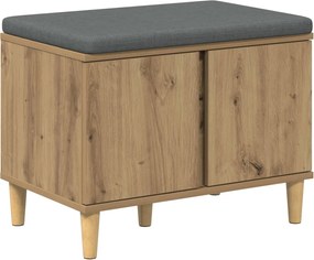 vidaXL Előtér pad Kézműves Tölgy 60 x 38 x 46 cm Műanyag Fa és Szövet