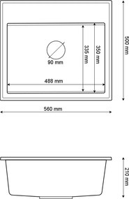 Gamma Modern 5055, 1 rekeszes gránit mosogató 560x500x210 mm, fekete, GMA-ZM-55-BK