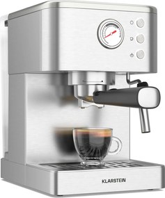Klarstein SteelPresso kávégép portaszűrővel, Kompakt, 20 bar, Gőzölő, fűtőlap