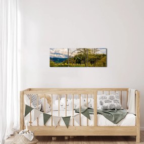 Egy csónak képe a tó mellett (órával) (90x30 cm)