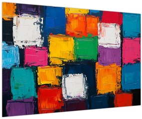 Kép - Színes négyzetek festménye (90x60 cm)
