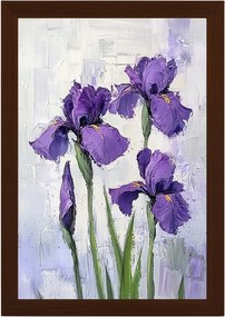 Poszter Keret Fa Olaj Impasto Természet Kert Lila Íriszek 40x60