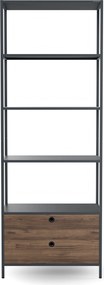 Polc fiókokkal irodába, iratrendezőkhöz és dokumentumokhoz, nyitott polcok, fém, antracit/dió, 800x2200x400 mm: ARIEL Eco Design