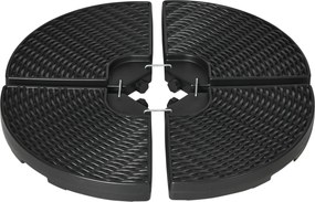 Outsunny 4 részes, állítható napernyő súly, időjárásálló, 52 kg víz vagy 68 kg homok tölthető, HDPE, Fekete | Aosom