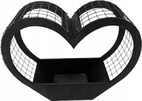 Szív Alakú Ketrec Kosár Fekete, Fa Fedél Magassága 28 CM.
