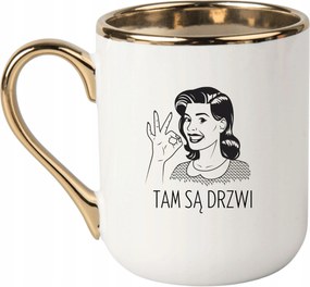 Bögre Fehér Arany Ajándék Vicces Anyák Napja Van Ott Egy Ajtó