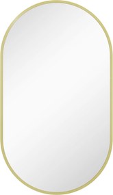 HOMCOM Ovális Fürdőszoba Tükör 40x70 cm Alumínium Kerettel Dekoratív Fali Tükör Vízszintesen vagy Függőlegesen a Nappaliba, Bejáratba, Előszobába Aran