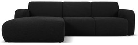 Fekete buklé sarokkanapé (bal oldali) Molino – Micadoni Home