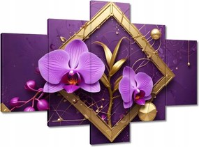 Vászonkép 100x70 Lila orchideák és arany