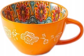 Bögre Nagy 420ml Kerámia Virágok Kávé Tea Népi Gyógynövények