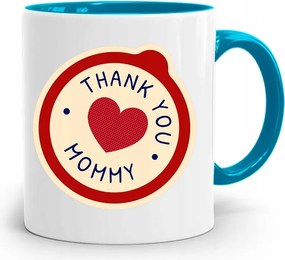Kék Bögre Anyukáknak Thank You Mommy Ajándék fényképes nyomtatással