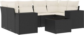 vidaXL 7 részes fekete polyrattan kerti ülőgarnitúra párnával