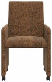 Kerekes Étkező Székek 2 pcs Barna 57 x 66 x 94 cm Műbőr velúr