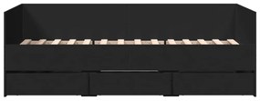 fekete kanapéágy fiókkal matrac nélkül 75x190 cm