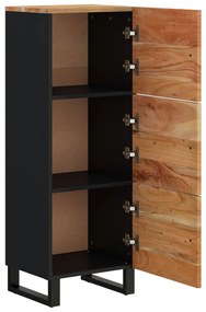 tömör akácfa és vas magasszekrény 3 ajtóval 40x33x110 cm