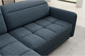 Kék bársony kinyitható-tárolóhelyes sarokkanapé (bal oldali-L alakú) Barea – ELTAP