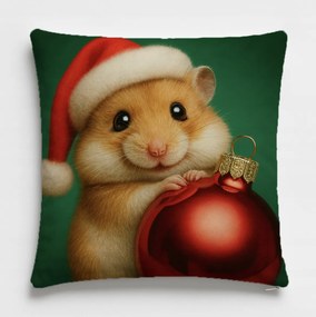 Párnahuzat Hörcsög 40x40 Karácsonyi velúr Ajándék