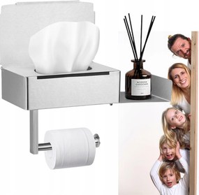 Wc-papír Tartó Öntapadós Fürdőszobai Akasztó Fém Polccal