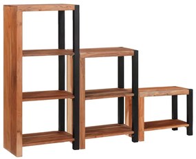 Könyvespolc 3 pcs Barna 50 x 30 x 110 cm Tömör akácfa
