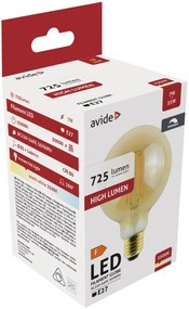 Avide LED Filament Globe G95 7W Fényerőszabályzós Borostyán E27 WW 2500K