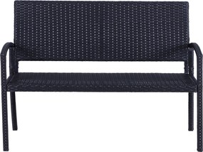 Outsunny Polirattan Kertilu 2-Személyes UV-álló Pad Ergonomikus Karfa és Hátlap Kerti Bútor Parki Pad 240kg Teherbírással Terasz Pad Kerthez, 122x60x8