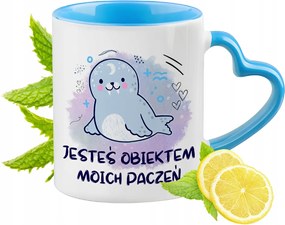 Fóka Bögre Kék Szív Alakú Füllel Ajándék