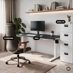 Elektromos, állítható magasságú, ergonomikus, fehér-antracit íróasztal,1600x800 mm: ARIA