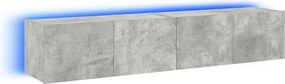 vidaXL 2 db betonszürke fali TV-szekrény LED-del 80x35x31 cm