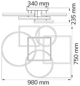 Wofi 11981 - LED Dimmelhető felületre szerelhető csillár VAASA LED/80W/230V