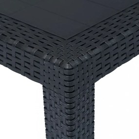 antracit rattan hatású műanyag kerti asztal 220 x 90 x 72 cm