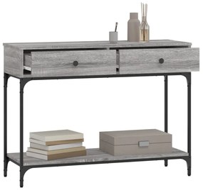 szürke sonoma színű szerelt fa konzolasztal 100 x 34,5 x 75 cm