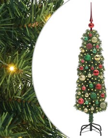 vidaXL Mű karácsonyfa 150 LED-del Zöld 120 cm PVC, acél és műanyag