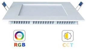RGB-CCT LED panel , 12W , süllyesztett , négyzet , dimmelhető , színes , állítható fehér színárnyalat , Tuya kompatibilis