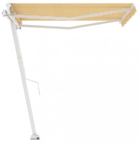 sárga-fehér kézzel kihúzható póznás napellenző 350 x 250 cm