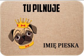 Lenvászon Lábtörlő Bemenet Itt Őrzi Mopsz Név