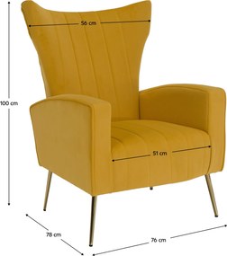 Relaxfotel, sárga Velvet szövet, BARET