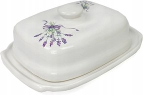 Kerámia vajtartó téglalap alakú nagy 250 g levendula motívum