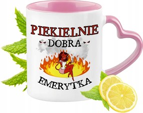 Nyugdíjas Bögre Rózsaszín Szív Alakú Füllel Kávé Ajándék