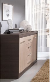 Komód, DTD/MDF, tölgy világos/tölgy sötét, KORINA
