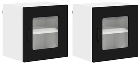 Fali konyhaszekrény 2 pcs Fekete 40 x 31 x 40 cm Faanyag