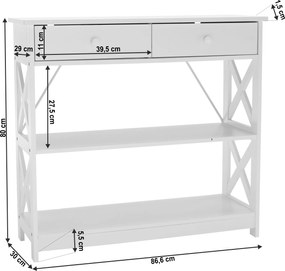 Konzolasztal, fehér, LOMIR