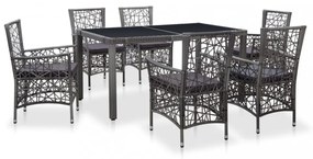 7 részes szürke kültéri polyrattan étkezőgarnitúra