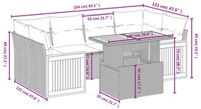 7 részes bézs polyrattan kerti ülőgarnitúra párnákkal