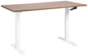 Sötétbarna és fehér manuálisan állítható íróasztal 160 x 72 cm DESTINES Beliani
