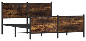 füstös tölgy színű fém ágykeret matrac nélkül 150 x 200 cm