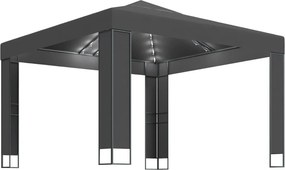 vidaXL antracitszürke dupla tetős pavilon LED fényfüzérrel 3 x 3 m