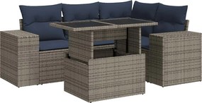 vidaXL 5 részes szürke polyrattan kerti ülőgarnitúra párnákkal