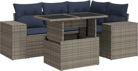 vidaXL 5 részes szürke polyrattan kerti ülőgarnitúra párnákkal