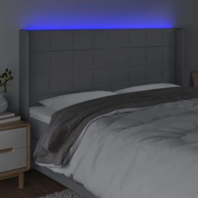 világosszürke szövet LED-es fejtámla 203x16x118/128 cm