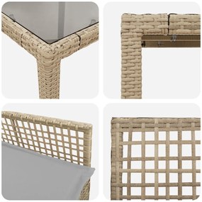 5 Részes Kerti Étkező Szett Párnákkal Bézs Poly Rattan